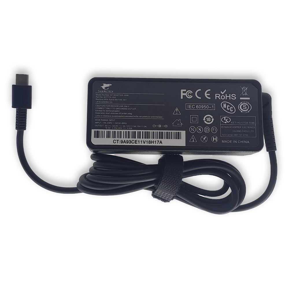 Fonte para Lenovo 65w 5v2a 9v2a 15v3a 20v3.25a Type C